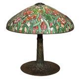 Antique American Leaded Glass Table Lamp by Suess