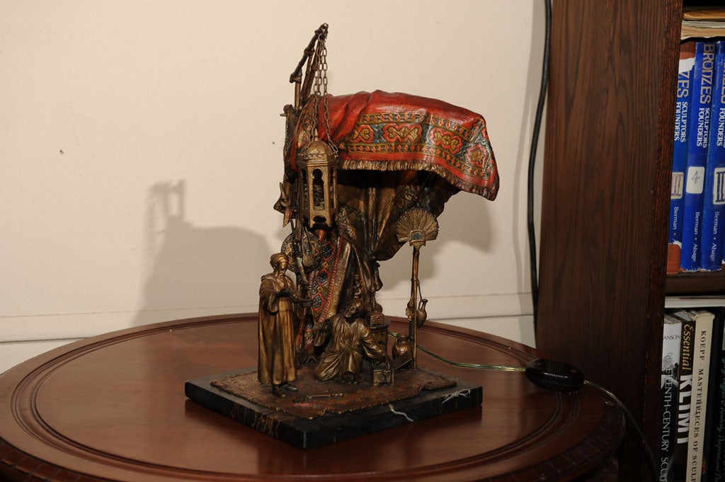 Vienna Bronze Lamp, "Jewelry Salesman"