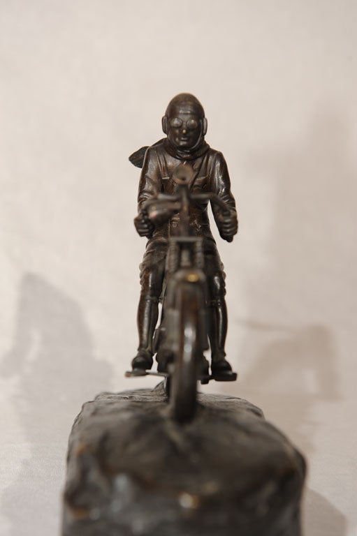 Austrian Bronze Figure of Motorcyclist - Large 3