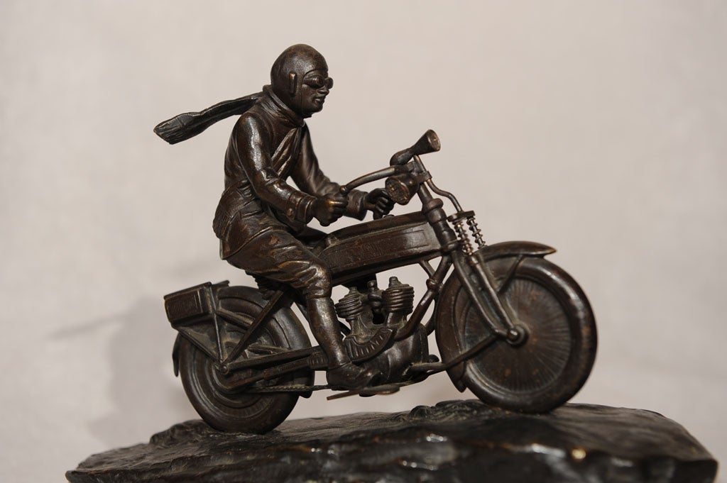 Austrian Bronze Figure of Motorcyclist - Large 4