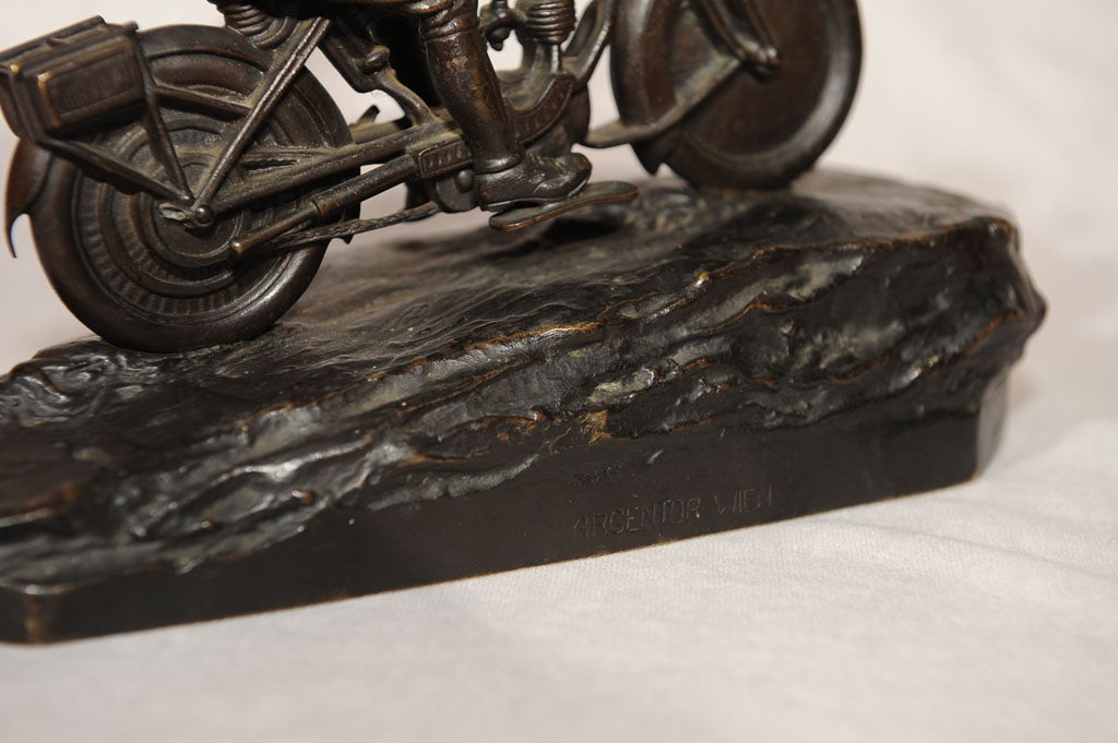 Austrian Bronze Figure of Motorcyclist - Large 6