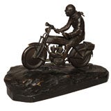 Antique Austrian Bronze Figure of Motorcyclist - Large
