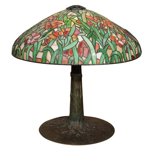 Leaded Glass Lamps - 8 For Sale on 1stDibs