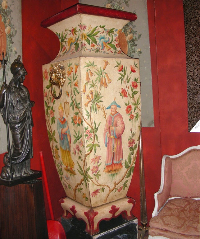 French 1950s Large Vase with Chinese Decoration For Sale