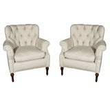 PAIR Tufted Back Armchairs PAIR Tufted Back Armchairs
