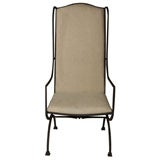 Vintage Unusual Upholstered Iron Wing Chair