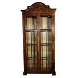 English Walnut Glass Front Bookcase