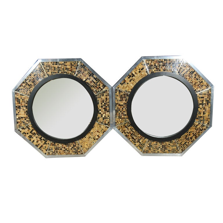 PAIR Anthony Redmile Aluminum Mosaic Octagonal Mirrors