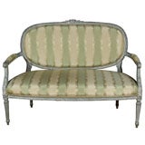 Oval back Louis XV 'Style' Painted Settee with Silk Upholstery