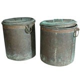 Pair of Large Copper Vessels, Planters, Log Holders