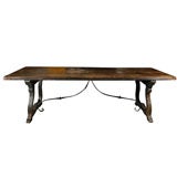 Belgium Tavern Table with Wrought Iron Scroll Decoration 98"