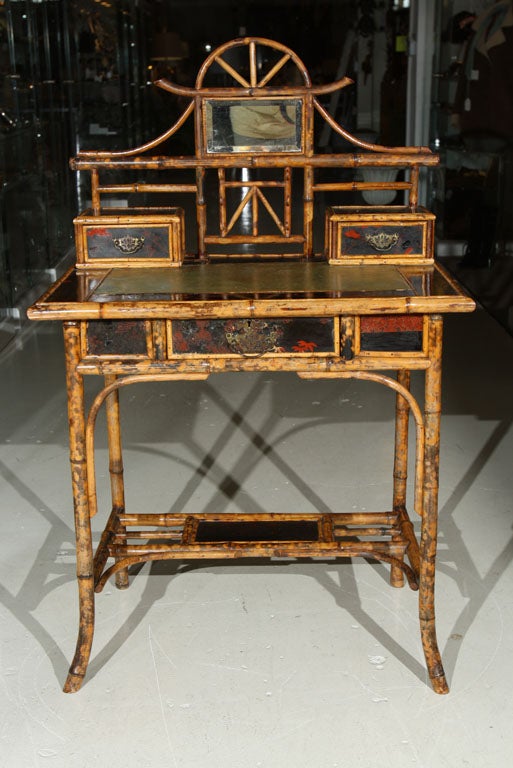 English Victorian Bamboo Desk w/laquer decoration