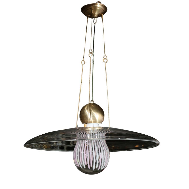 Vintage Italian Art Glass Pendant w/Paperweight decoration "M"