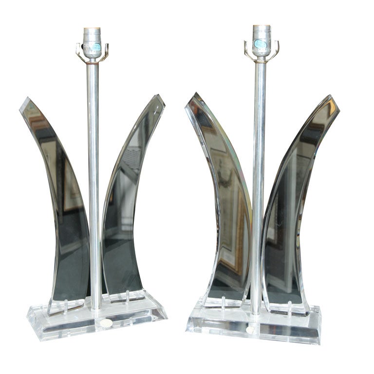 PAIR FAB Lucite Lamps - ASTROLITE Los Angeles