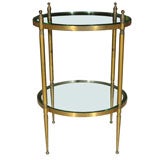 2-Tier Brass and Glass Round End Table