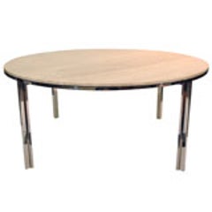 Pace Polished Stainless and Travertine Dining Table 1960s 8
