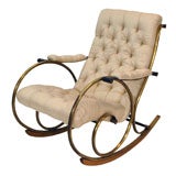 Woodard Scrolled Brass and Raw Silk Rocking Chair