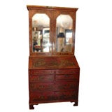 18th English red lacquered secretary