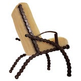 Vintage Contemporary Folk Art Chain & Sheepskin Armchair