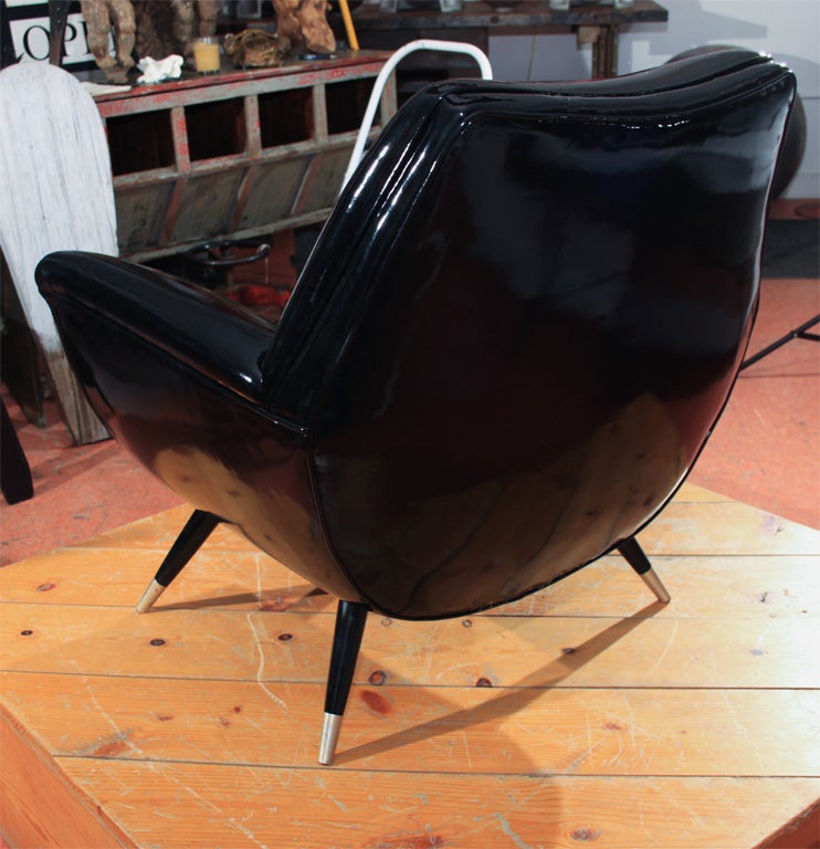 Pair of Faux Patent Leather Armchairs 1