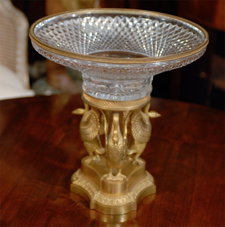 19thC FRENCH CRYSTAL AND GILT BRONZE CENTERPIECE 3