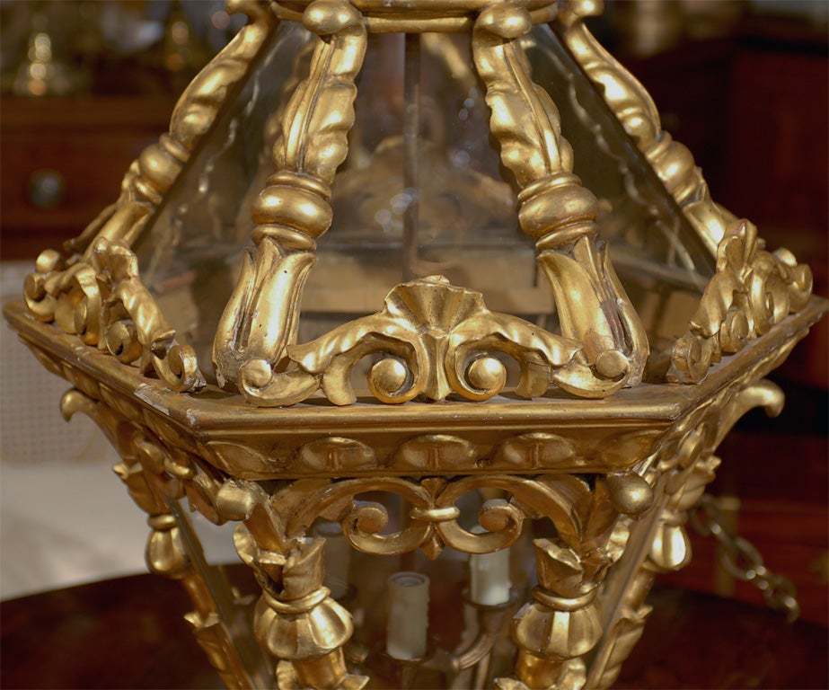 Gilt Early 19th Century Italian Gilded Lantern For Sale
