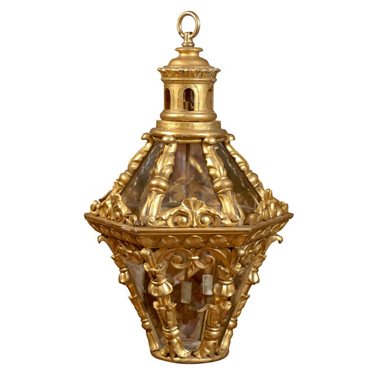 Early 19th Century Italian Gilded Lantern For Sale