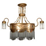 Magnificent multi-colored copper and crystal chandelier