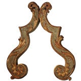 Antique Pair of French carved gilt 
parcel paint architectural elements