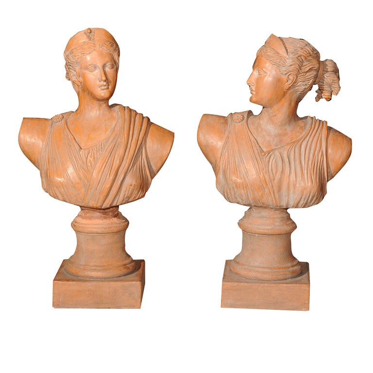 A Pair Of 19th Century Terracotta Statues For Sale