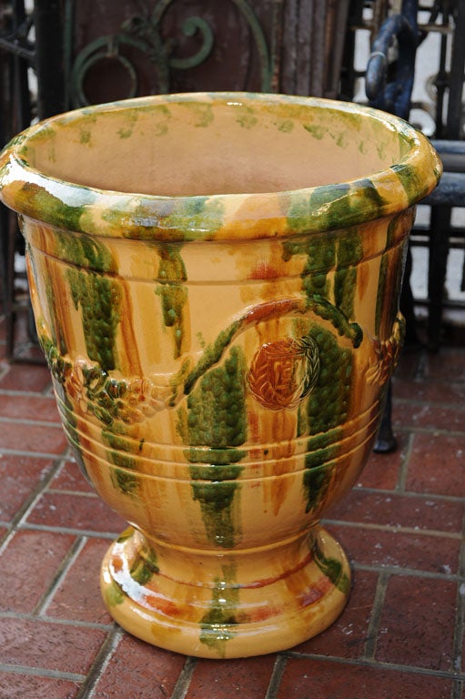 20th Century A Pair Of Large Glazed Terracotta Pots For Sale