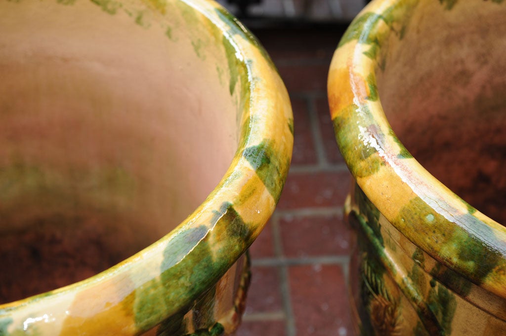 A Pair Of Large Glazed Terracotta Pots For Sale 5