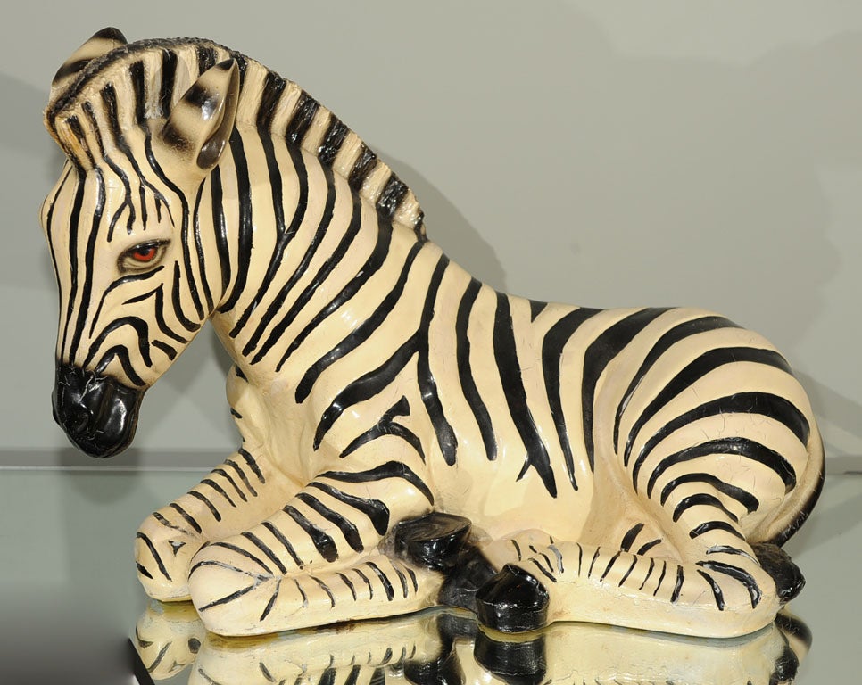 Lacquered wood Zebra. Believed to have been a small stationary decorative piece from a carousel.