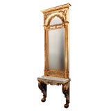 Neoclassical console table and mirror