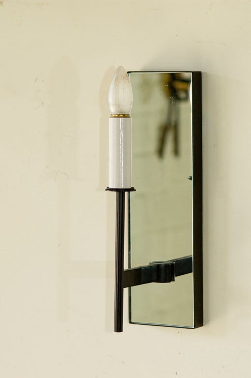 American Paul Marra One-Arm Mirror Back Sconce For Sale