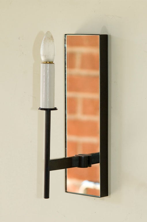 Paul Marra One-Arm Mirror Back Sconce In Excellent Condition For Sale In Los Angeles, CA