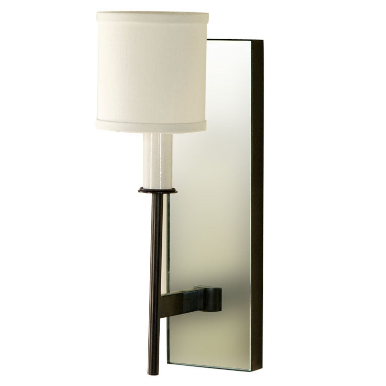 Paul Marra One-Arm Mirror Back Sconce For Sale