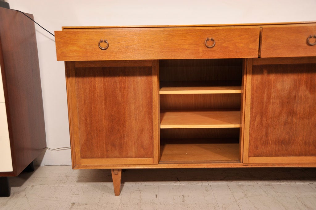 Maple Edward Wormley sideboard with drawers and sliding doors