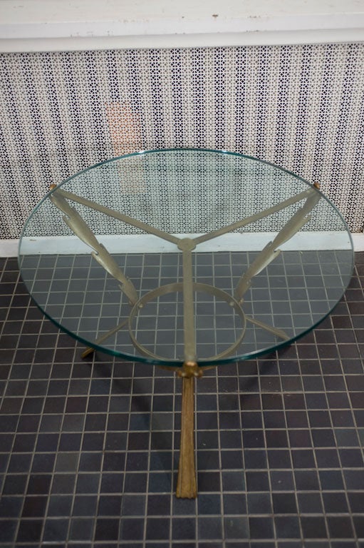ART DECO BRONZE AND GLASS TABLE ATTRIBUTED TO MAISON JANSEN 1