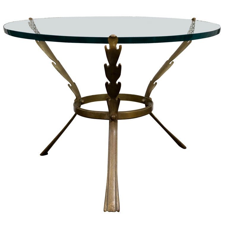 ART DECO BRONZE AND GLASS TABLE ATTRIBUTED TO MAISON JANSEN