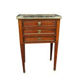 Louis XVI Marble Top Mahogany Inlaid Side Table