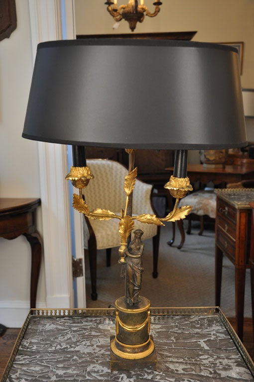 Directoire Ormulu and Patinated Bronze Figural Candelabra