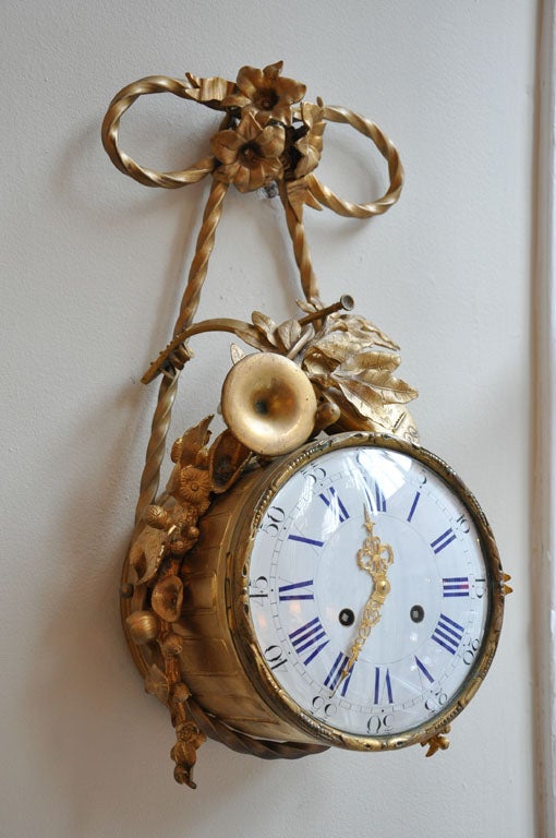 Louis XVI Gilt Bronze Wall Clock