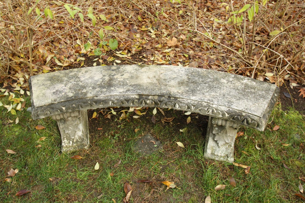 Mid-20th Century Curved Stone Bench