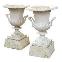 Fine Pair of Cast-Iron Urns