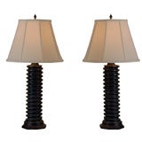 19th Century Wine Press made into a pair of Lamps