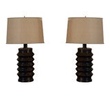 Pair of 19th Century Wood Wine Press Lamps