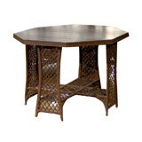 20th C Natural Wicker Octagonal Dining or Game Table