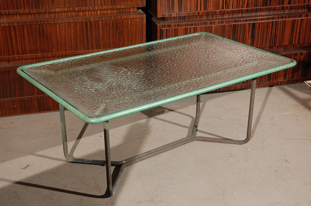 Walter Lamb glass top metal low rectangular table
