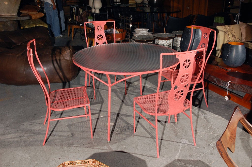 Salterini dining set, 'Montego', four chairs and glass top dining table